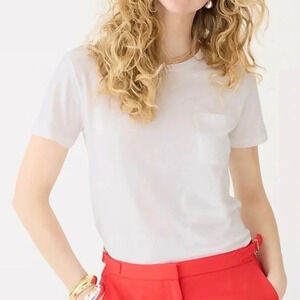 New J Crew Premium Jersey Pocket Tee Shirt White